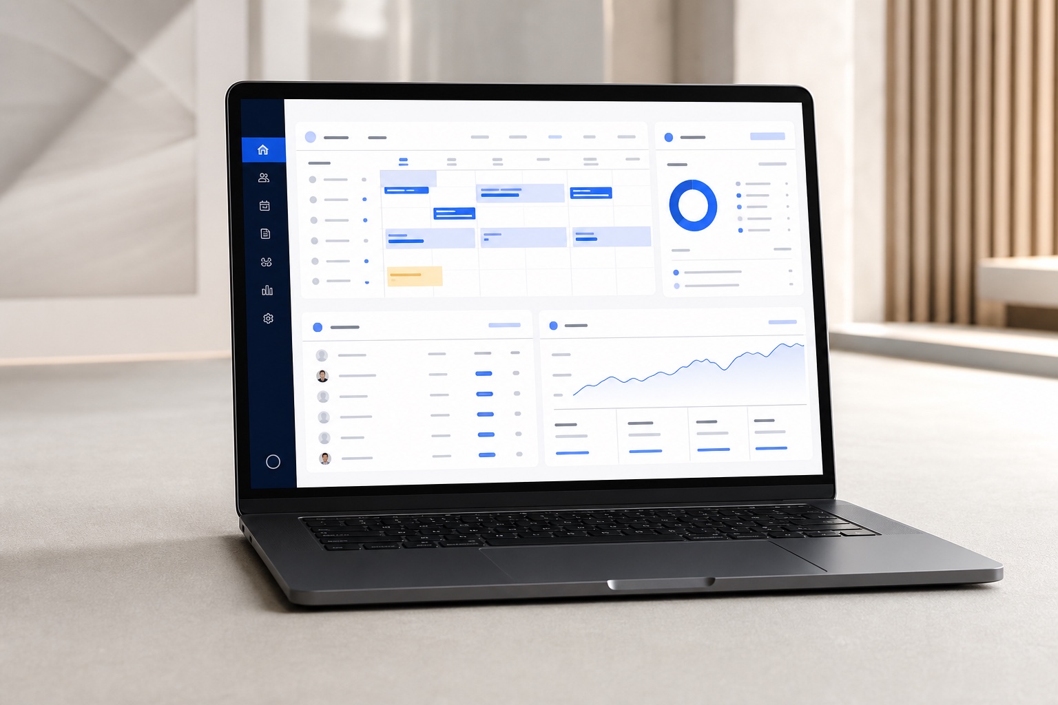 Akademate desktop workspace presented on a laptop
