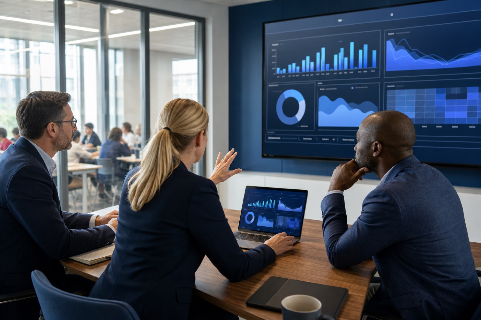 Academy leadership reviewing connected performance insights